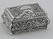 ORNATE RECTANGULAR BOX, SILVER PLATED.