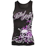 Lethal Threat (LT20208M) Women's Lethal Angel Floral Skull Shirt (Black, Medium)