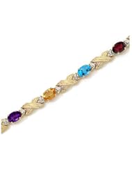 10K Yellow Gold Oval Multi and Diamond Bracelet by Jewelry Mountain