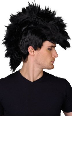 Imagen 2 de Black Punk Rocker Mowhawk Fancy Dress Party Wig Wicked (peluca)