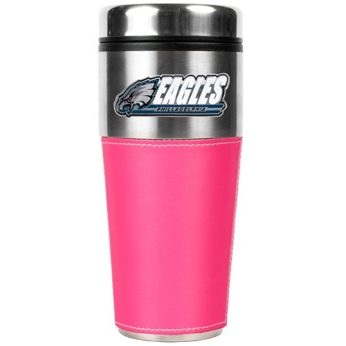 Sports NFL EAGLES 16oz Stainless Steel Travel Tumbler with Pink Sleeve/Stainless Steel & Pink Vinyl