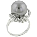 Sterling Silver Pearl Cz Bow Ring (size 7,8)
