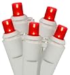 Set of 100 Red LED Wide Angle Christmas Lights - White Wire