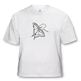 CherylsArt Butterflies Art - Swallowtail Butterfly on Flower Outline Art Drawing - T-Shirts