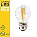 Lucero G45 LED Filament Mini Globe Light Bulb - A15 Style - Dimmable Warm White 4W - 40W Replacement Equivalent - E26 (E27) Medium Screw Base Bulbs 2700K - UL Listd