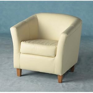 LUXURY FAUX LEATHER TUB CHAIR IN CREAM FROM CENTURION PINE
