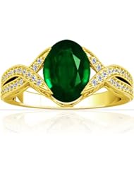 18K Yellow Gold Oval Cut Emerald Fana Designer Ring (GIA Certificate)