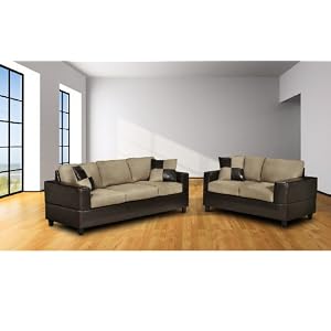 Seattle 2-pcs Sofa and Loveseat Living Room Set in Pebble Color *** FREE SHIPPING ***