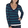 Juniors' Mossimo Supply Co. Long Sleeve Striped V-Neck Sweater - Teal/Blue