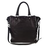 BRUNO ROSSI Italian Made Black Leather Oversized Designer Tote Handbag