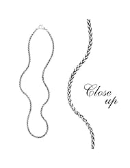 Enchanta Collection Oxidized Sterling Silver 3mm Wheat Chain, 18 Inches