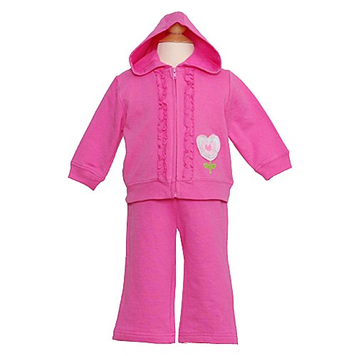 Infant Baby Girls Dark Pink 3pc Warm-up Outfit 0-9M