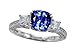 3.22 cttw Zoe R(tm) 14k Gold Plated 925 Silver Engagement Ring with 14 genuine Diamonds and 7mm Cushion Cut Lab Created Sapphire by Z - Gold Plated Silver