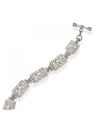 MMA Silver - 7.5 inch Rectangle Filigree Link Bracelet