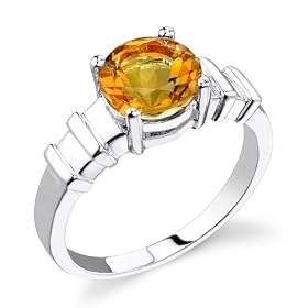 Buy Sterling Silver 1.75 cts Round Shape Citrine Ring Size 8 by Peora