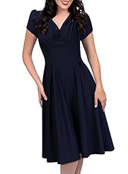 V-neck Summer Polyester/Spandex Colorblocking Vintage Fitted Lace Stretchy Cap Sleeves Cocktail Knee Length Bodycon Dress/Skater Dress/Club Dress/Evening Dress/Bridesmaid Dress/Prom Dress/Wedding Part