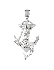 Clevereves 14K White Gold Pendant Two Tone Anchor and Dolphin 8.9 - Gram(s)