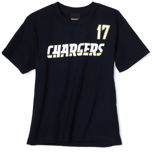 NFL Boys' San Diego Chargers Phillip Rivers 8-20 Name & Number Tee Shirt (Blue, Medium)