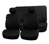 FH-FB051112 Univerisal Car Seat Covers Full Set Front Airbags Ready and Rear Split 60/40 Black