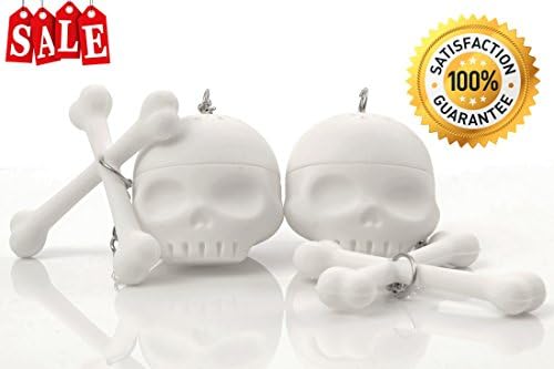 Wishstone Mr &amp; Mrs Bone Sugar Skull &amp; Crossbones Tea infuser Set of 2 - Good Addition To Nessie Loch Ness Monster , Mister Manatee , Shark , Deep Tea Scuba Diver Filter Strainer Teaspoon &amp; Spoon