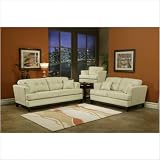 Del Mar Leather Sofa and Loveseat Set in Pearl
