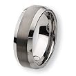 Beveled Edge Brushed & Polished Tungsten Carbide Ring (8.0 mm) - Sizes 7-13