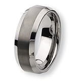 Beveled Edge Brushed & Polished Tungsten Carbide Ring (8.0 mm) - Sizes 7-13