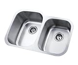 Elements of Design KU32219DBN# 18 Gauge 31-1/2-Inch-by-20-1/2-Inch-by-9-Inch 7-Inch Double Bowl Stainless Steel Undermount Kitchen Sink