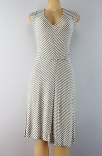 Cha Cha Vente Striped Flare Dress Ivory Gray Size L