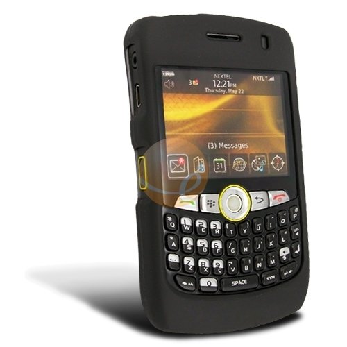 FOR BLACKBERRY CURVE 8350i BLACK RUBBER HARD CASE COVER