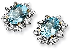 Sterling Silver &amp; 14K Sky Blue &amp; White Topaz Earrings,