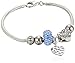 CHARMED BEADS Sterling Silver Blue Crystal Love and Family Bead Charm Bracelet, 7.5