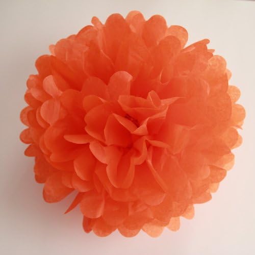 Set of 5 Tissue Paper Pom Pom - PomPomSale Brand - Wedding / Baby Shower / Birthday Party / Nursery Decorations (Small 9", Orange)