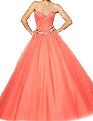 Modest Strapless  Sweetheart Pleated Beaded Crystal Crystals Tulle Cocktail Floor Length Empire   Waistline  Ball Gown Evening Dress/Prom Dress/Quinceanera Dress/Party Dress 