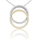SAVE $70.01 - 14k Two-Tone Gold Diamond Circle Pendant (1/4 cttw, G-H Color, I1 Clarity), 18" $349.99