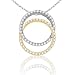 14k Two-Tone Gold Diamond Circle Pendant (1/4 cttw, G-H Color, I1 Clarity), 18