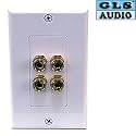 GLS Audio 4 Post Binding Banana Plug Wall Plate White (4 Posts for 2 Speakers)