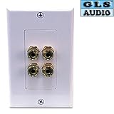 GLS Audio 4 Post Binding Banana Plug Wall Plate White (4 Posts for 2 Speakers)