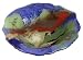 Cressida Glassware Signature Handpainted Fused Glass-Pieces 13-Inch by 13-Inch Fused Glass Abstract Round Bowl, Gold, Blue and Jade