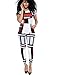 Aro Lora Women's Short Sleeve Geometric Floral Print Long Bodycon Pants Jumpsuits Rompers Clubwear Medium White