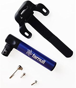 Farnuil Mini Bike Pump, Capacitive Pocket-Sized with Optimized Air Flow 90 PSI, Mounting Bracket, Presta-Schrader Valves, CNC Aluminum, Lightweight 46 Grams.