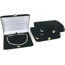 3 Black Flocked Necklace Pendant Box Gift Chain Displays