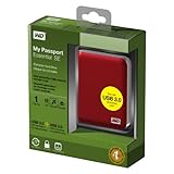 Western Digital WDBACX0010BRD My Passport Essential SE 1TB externe Festplatte (6,4 cm (2,5 Zoll) USB 3.0) metallic-rot