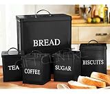 5 Piece Black Enamel Kitchen Storage Set
