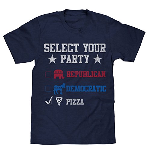 Vote Pizza Party T-Shirt | Navy Blue | Poly Cotton Blend - Medium