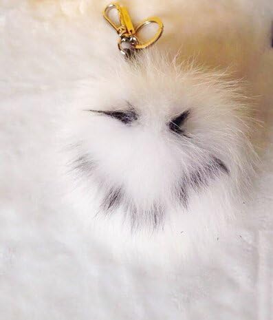 Talentote Cutebugs Original Fox Fur Smiling Face Pom Pom Doll Ball Key Ring Cbc-smcbqx-518 (white)