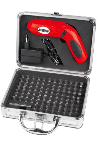 Mannesmann M17436 Akku-Stabschrauber 3,6 Volt mit Bitsortiment 104-teilig