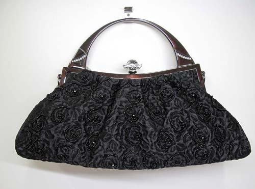 【セール】ローズパターン刺繍入り手提げバッグ　ba141a