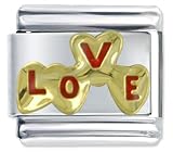 enlarged image: Heart Gold Love Hearts Italian Charms Bracelet Link