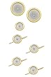 Solid 14k 2-tone Gold with Center Diamond Round Cufflinks, Tie Tac and Stud Set